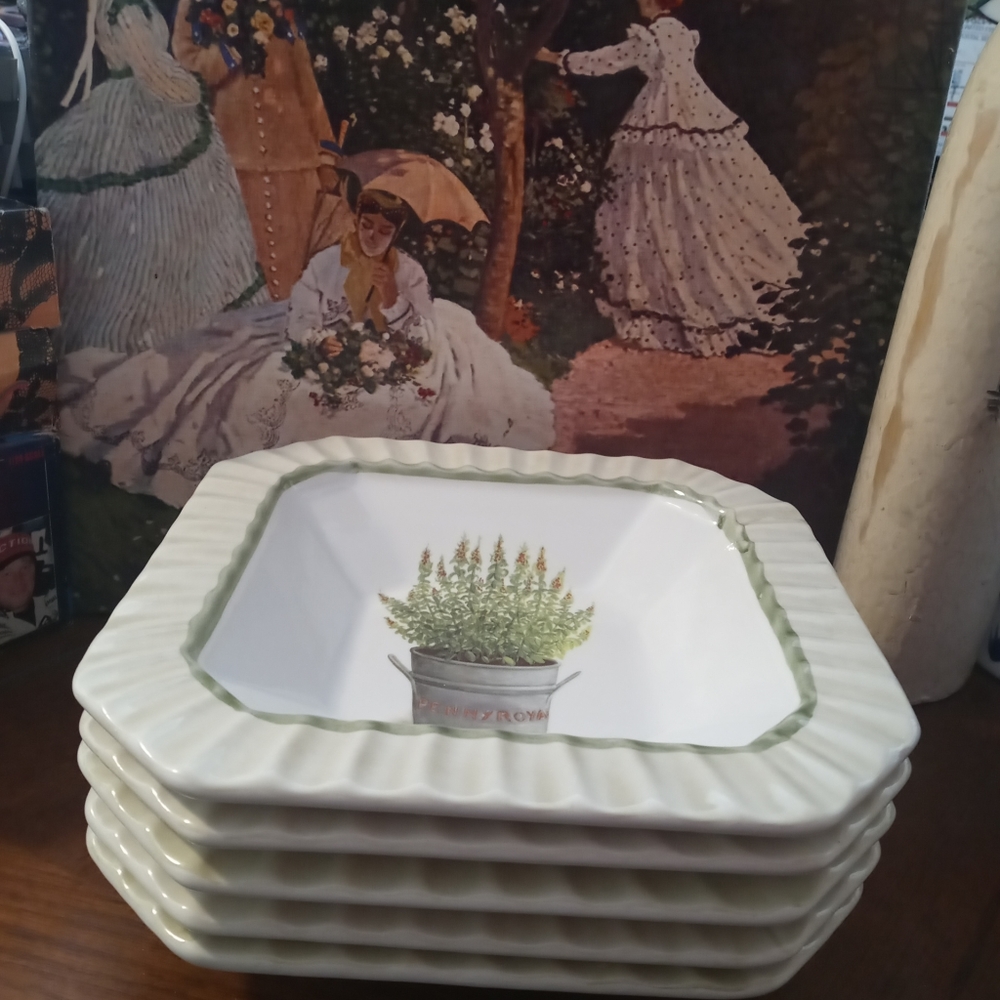 🇮🇹 4 Ceramica Due Torri Italy Octagon🍱🎻Vintage Square Bowls Green,Gift It.🎁 - Picture 16 of 16